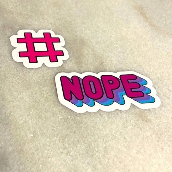 Stickers Reusable Vinyl Nope Sticker Set of 2 Large Laptop Water Bottle New - Picture 1 of 6